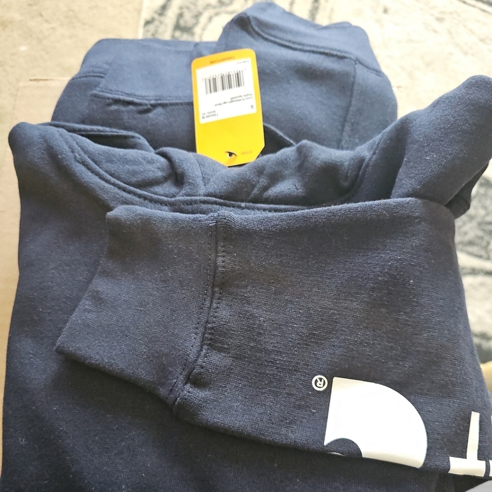 Mens Carhartt Navy Blue Hoodie - Small New Logo On Sleeve